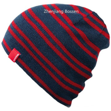 Custom Made Striped Knitted Snowboard Ski Jacquard Weave Long Slouchy Beanie